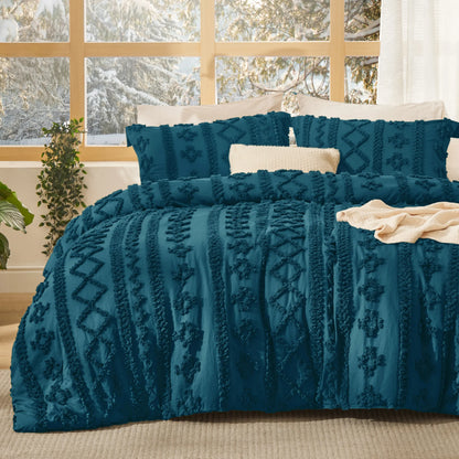 Boho Quilted 3-Piece Bedding Set with Pillow Shams
