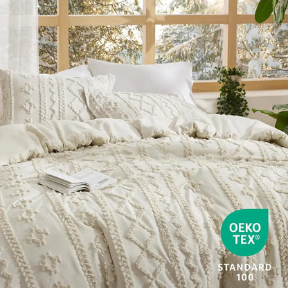 Boho Quilted 3-Piece Bedding Set with Pillow Shams