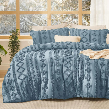 Boho Quilted 3-Piece Bedding Set with Pillow Shams