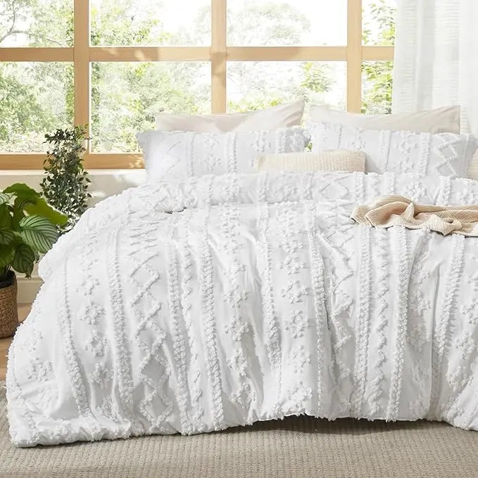 Boho Quilted 3-Piece Bedding Set with Pillow Shams
