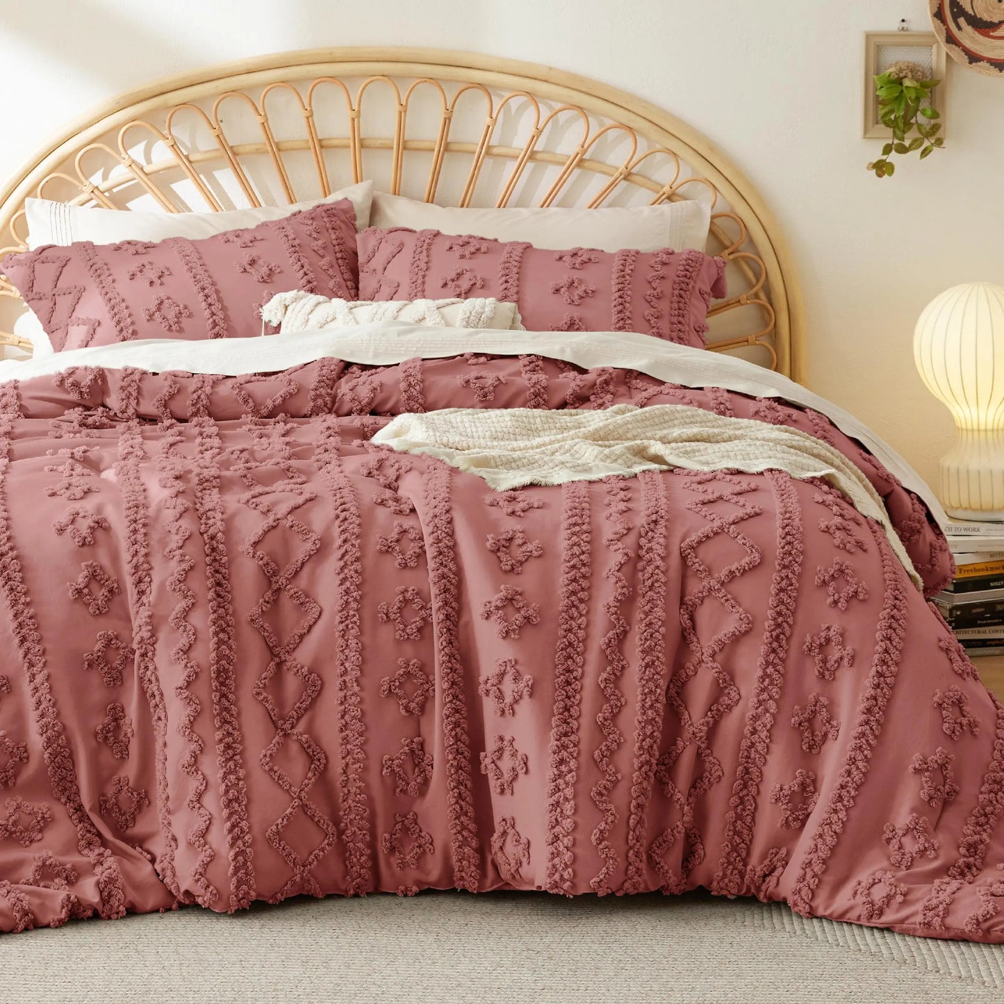 Boho Quilted 3-Piece Bedding Set with Pillow Shams