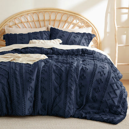 Boho Quilted 3-Piece Bedding Set with Pillow Shams