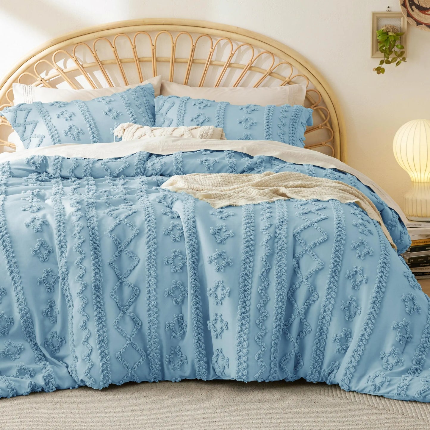 Boho Quilted 3-Piece Bedding Set with Pillow Shams
